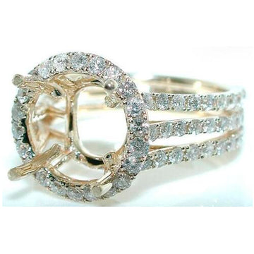 1.50 CT ROUND HALO DIAMOND Mounting RING Setting 14 KY