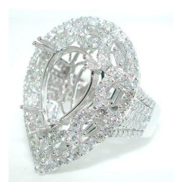 2 CT STUNNNING Palazzo Pear Halo Split Shank DIAMOND Mounting Ring Setting 18KWG