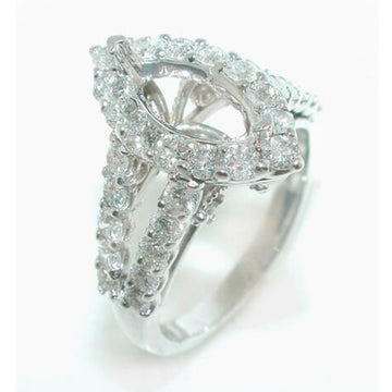 1.75 CT MARQUISE HALO Split Shank DIAMOND Mounting RING Setting 18K WG