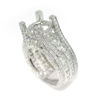 Cathedral Engagement Ring Setting For 9.0 mm Round Cut With 2.24 Diamond Accents