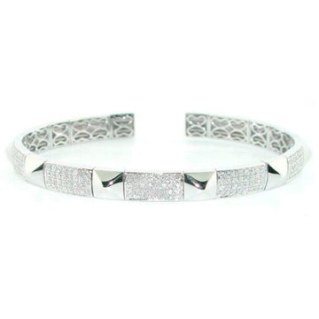 1.5 CT BEAUTIFUL Stackable White Gold with Spikes DIAMOND Flexible Bangle 14K WG