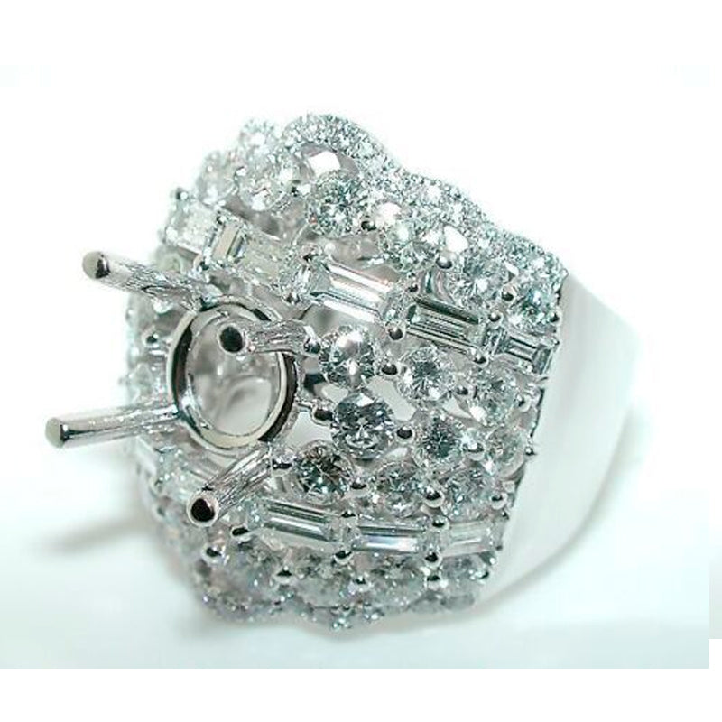 3.52 CT Extra WIDE COCKTAIL BAND and Engagement Ring MOUNTING 14KW